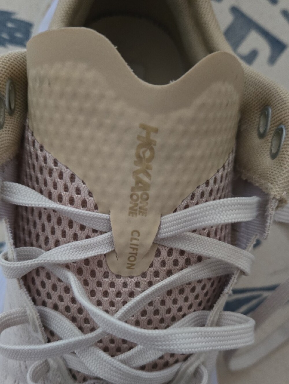 Hoka Clifton Edge Women's Running Shoes in Almond Milk/ Beige - Picture 2 of 7